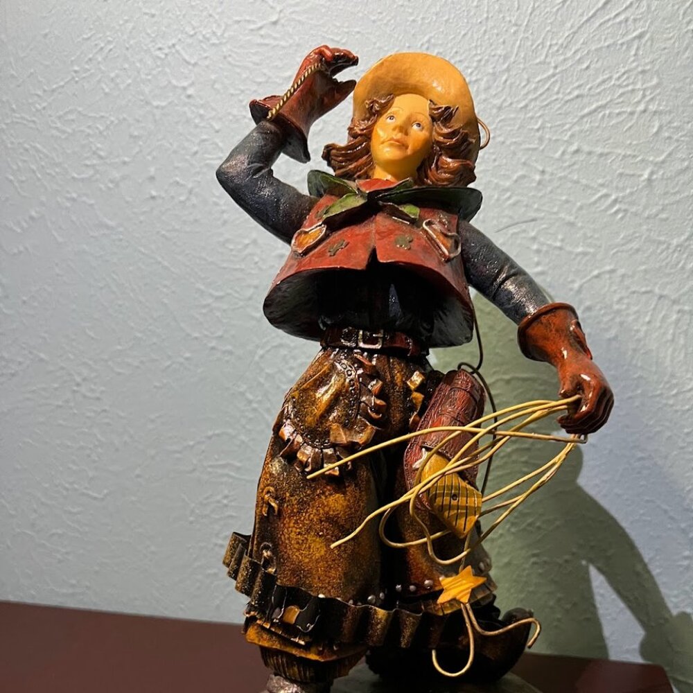 Rare Vintage Western Gunslinger Cowboy & Cowgirl Figurine Set – Resin Art